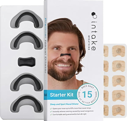 Advanced Breathing Nasal Strip Starter Kit – Anti-Snoring Solution & Nasal Congestion Relief for Deep Sleep & Sports (Pack of 1)